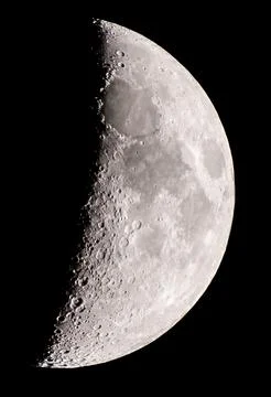 Very high resolution Half Moon. Pitch black sky, and plenty of room for con.. Stock Photos