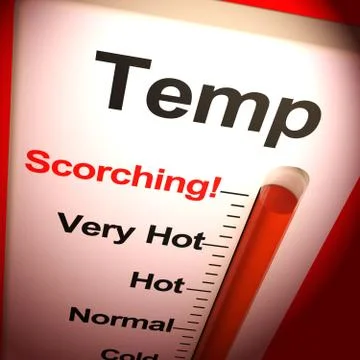 Very High Scorching Temperature Shown On A Thermostat Stockillustratie