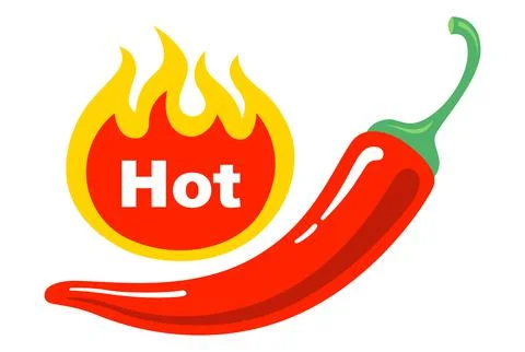 Very hot pepper with fire. vegetable spice school. Stock Illustration