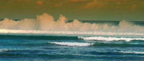Very huge waves comes on high speed and grows with invredible power on sunny day Stock Footage 130966068