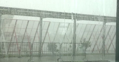 Very intensive summer hail storm on wet asphalt in the city Stock Footage 199299727