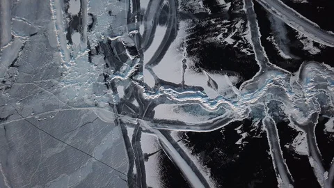 Very interesting patterns in ice Stock Footage 86667543