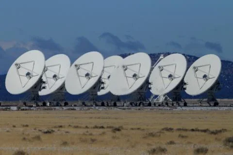 Very Large Array satellite dishes t in New Mexico, USA 스톡 사진