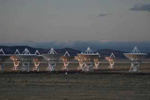 Very Large Array satellite dishes t in New Mexico, USA 库存照片