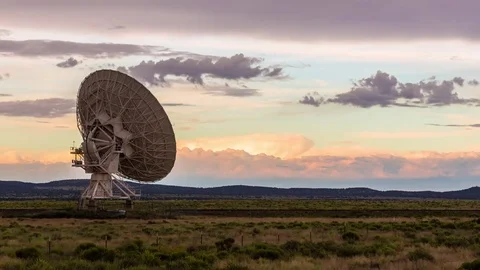 Very Large Array Satellite Sunset Timelapse Stock Footage 82222951