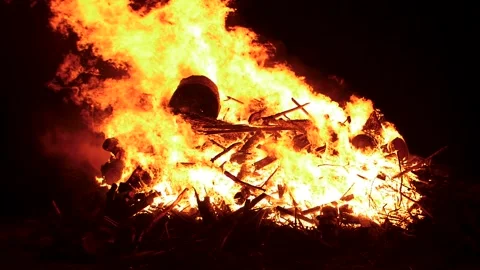Very large Bon Fire in Slo Motion Stock Footage