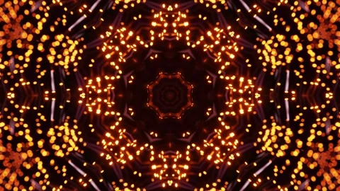Very large circular animation with many lights on it. Kaleidoscope VJ loop Stock Footage 252351568