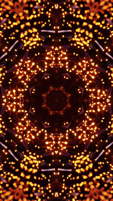 Very large circular animation with many lights on it. Kaleidoscope VJ loop Video stock 314542548