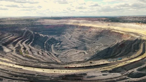 A very large ore quarry. 4k footage from a height Stock Footage 162876402