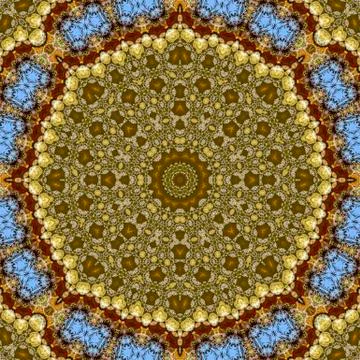 Very large pattern of flowers in circular arrangement at wedding in California Foto stock