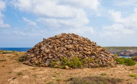 Very large rock stack in menorca Stock Photos