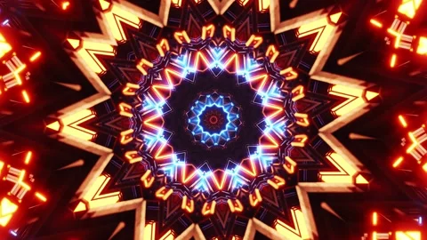 Very large star shaped object with many lights on it. Kaleidoscope VJ loop Stock Footage 251527135