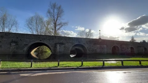 Very long bridge over Thames River in England Stock Footage 270414395