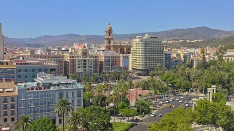 Very low ascent looking towards Malaga, Spain Stock Footage 229211968