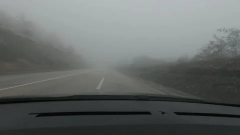 Very low visibility from car driver perspective 4K video Stock Footage 146226731
