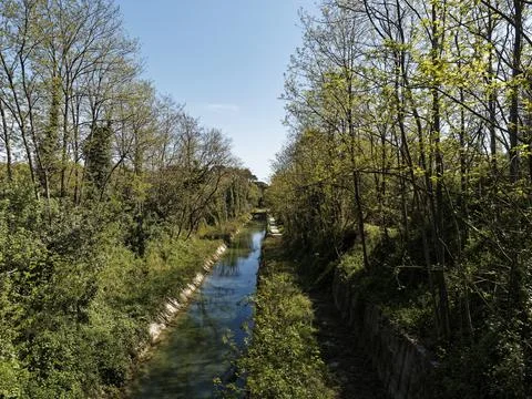 Very nice bike path between sarzana and santo stefano near a channel called l Stock Photos