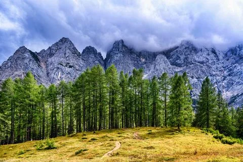 Very nice clouds in Ratece Planica. Slovenia. Stock Photos