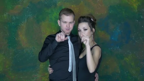 Very nice couple on a date. Make a heart symbol, Valentine's Day Video stock 71892804