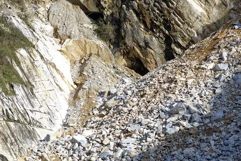 Very nice view of marble quarry in carrara , itay Stock Photos