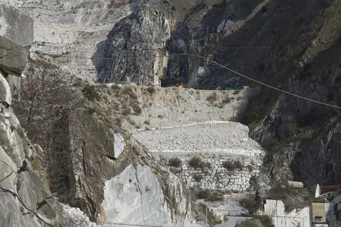 Very nice view of marble quarry in carrara , itay Stock Photos