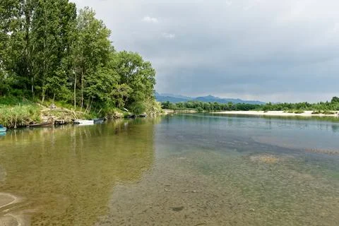 Very nice view of river called magra in la spezia in summer time Foto stock