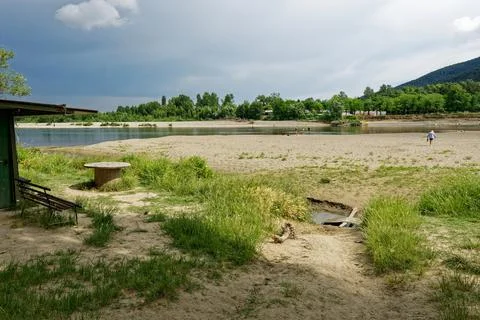 Very nice view of river called magra in la spezia in summer time Stock Photos