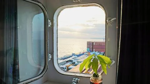 Very nice view of ship take from oblo of a cabin Stock Photos