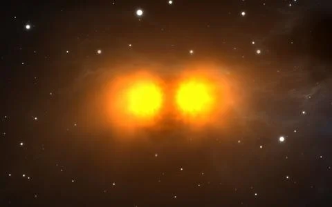 Very old binary star or binary star system, two stars that are gravitationa.. イラスト素材
