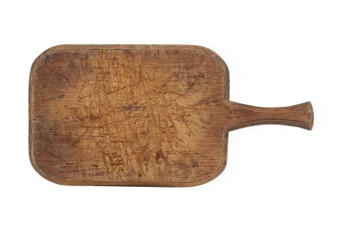 Very old brown rectangular wooden kitchen cutting board with handle Photos