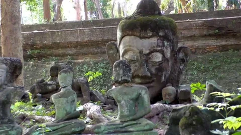 Very old Buddha figures broken Stock Footage 69205009