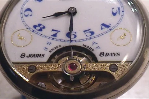 Very old clock mechanism working Stock Footage 101938