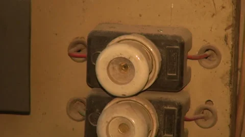 Very old electrical installation panel,maintenance, distribution board, zoom out Stock Footage 32255081