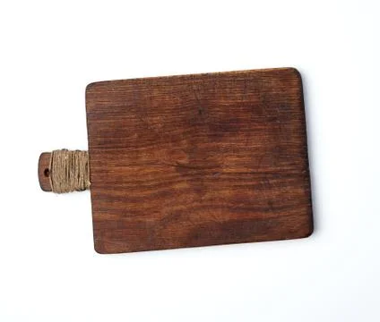 Very old empty wooden rectangular cutting board, top view Stock Photos