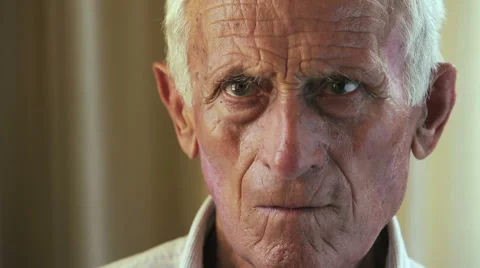 Very old man portrait: aged, elderly, loneliness, senior, sad Stock Footage