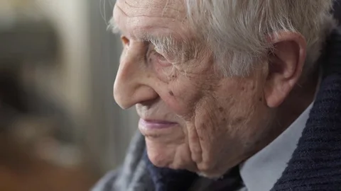 Very Old Man sad and depressed. Sad Grandfather portrait Stock Footage 74695367