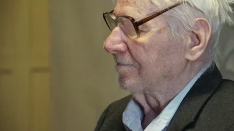 Very old man working on computer Stock Footage 46503462