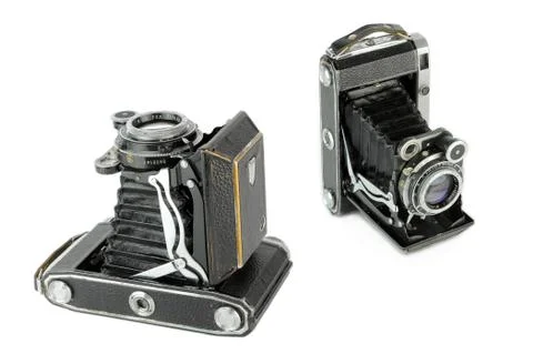 Very old Medium format portable vintage folding film camera Stock Photos