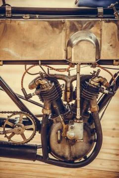 Very old motorcycle engine Stock Photos