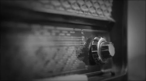 Very old Retro Radio, Hand Changing Stations, selective focus Stock Footage 34692813