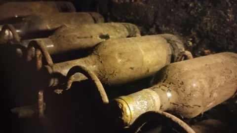 Very old wine bottles in a shelf 動画素材 294523857