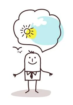 Very optimistic cartoon man 스톡 일러스트