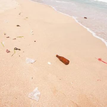 Very polluted beach Stock Photos