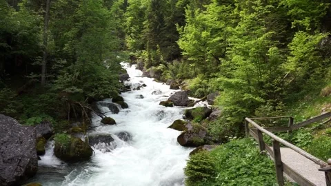 Very powerful Austrian waterfall Stock Footage 242655861