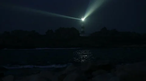 Very powerful lighthouse illuminated in evening Stock Footage 41829181