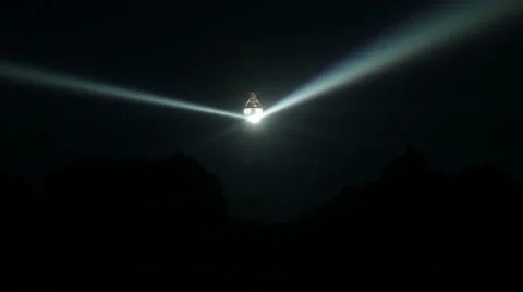 Very powerful lighthouse illuminated in night Stock Footage