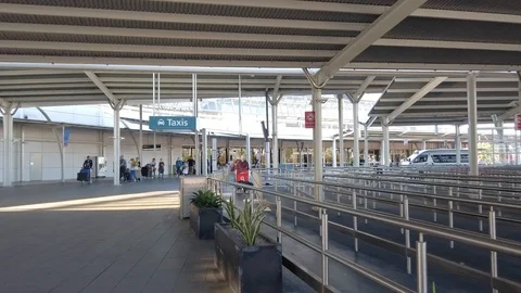 Very quiet and empty Taxi waiting lane at Sydney Kingsford Smith Stock Footage 126893123