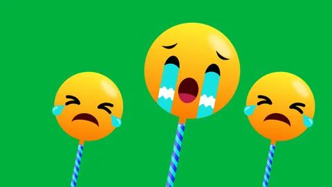 Very sad and crying expression emoji stick isolated Stock Illustration