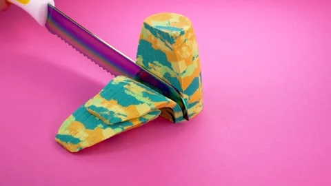 Very Satisfying and Relaxing Kinetic Sand ASMR video. Cutting anti stress macro Stock Footage 308327853