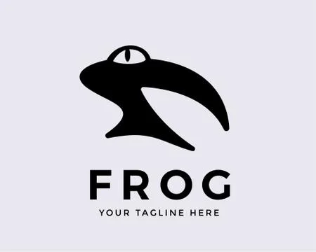 Very simple black frog logo design inspiration Stock Illustration