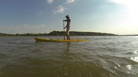 Very small boat is on the river. Video stock 55290751